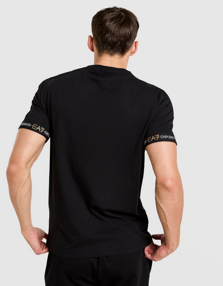 Muški T-shirt EMPORIO ARMANI 7 T-SHIRT TAPE LL T BLK/GLD AF132447M001152UC001 crna