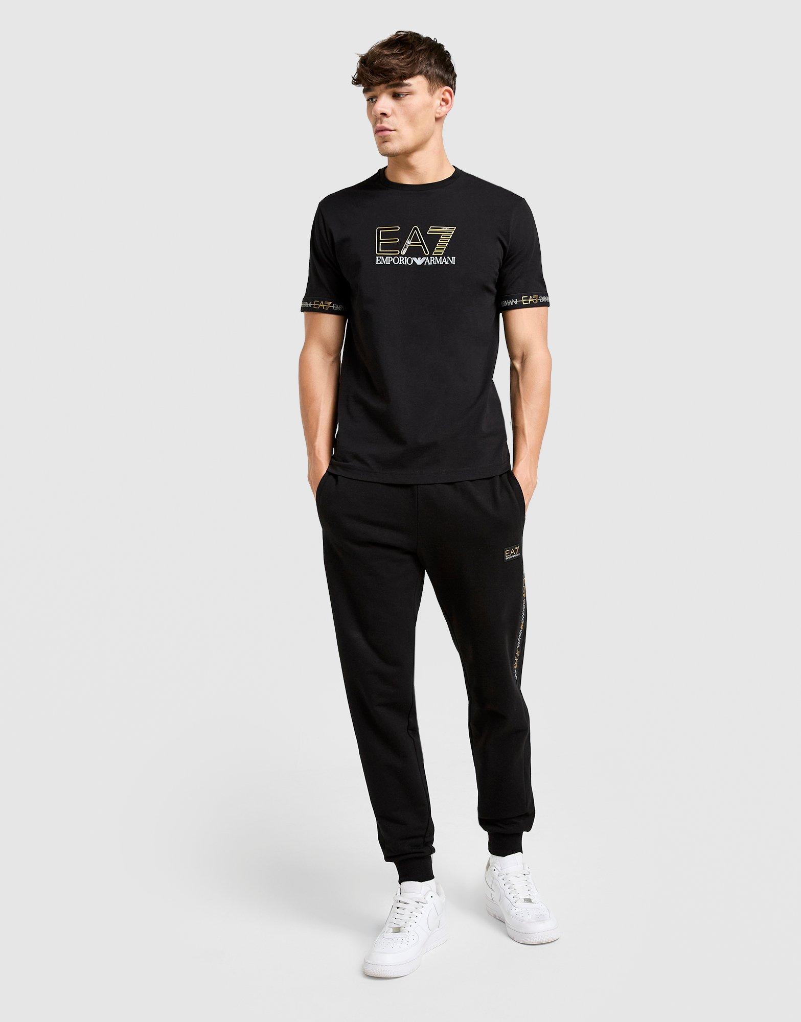 Koszulka, t-shirt męski EMPORIO ARMANI 7 T-SHIRT TAPE LL T BLK/GLD AF132447M001152UC001 Czarny