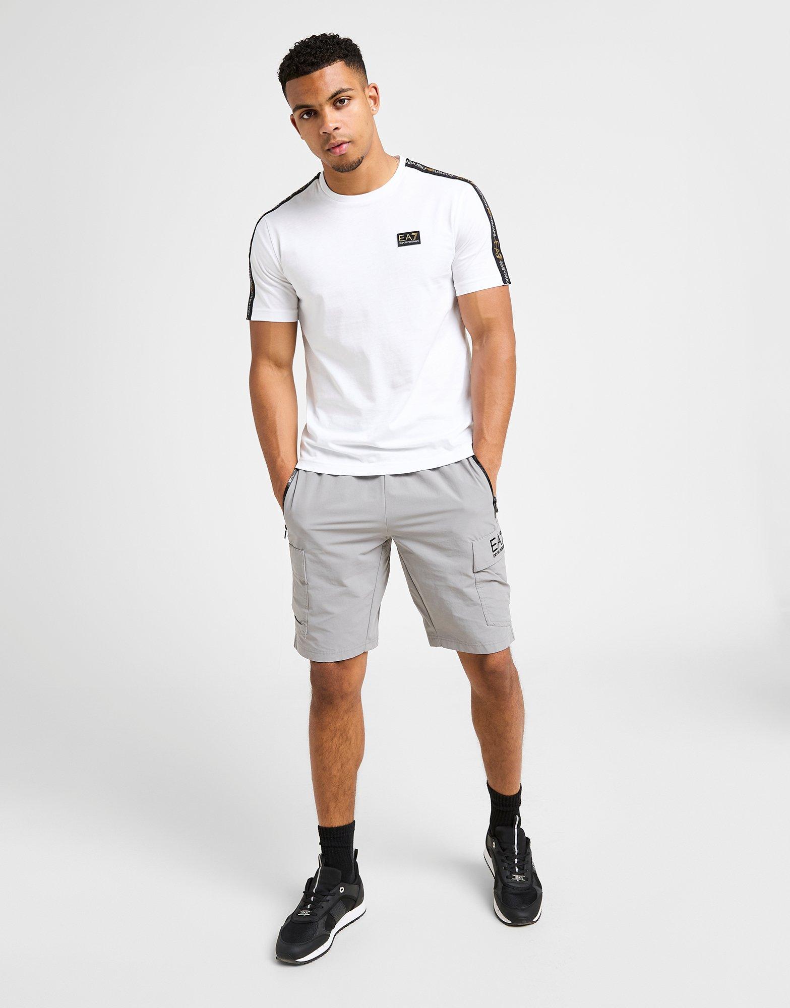 Koszulka, t-shirt męski EMPORIO ARMANI 7 T-SHIRT TAPE BADGE T WHT AF132447M001151U0002 Biały