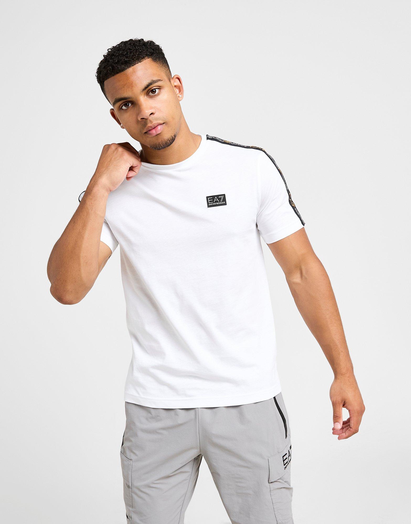 Koszulka, t-shirt męski EMPORIO ARMANI 7 T-SHIRT TAPE BADGE T WHT AF132447M001151U0002 Biały