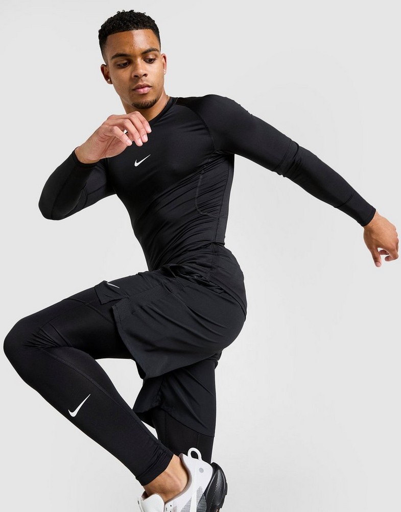 Koszulka, t-shirt męski NIKE T-SHIRT M NP DF TIGHT TOP LS FB7919-010 Czarny