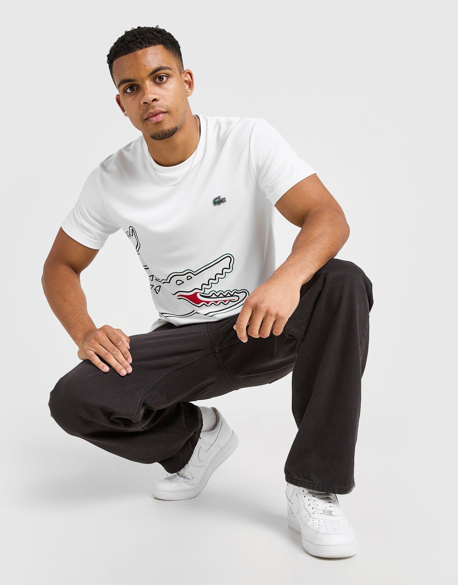 Tricou pentru bărbați LACOSTE TRICOU TRICOU TH7403001 Alb