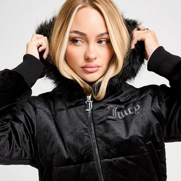 JUICY COUTURE KURTKA DMNT FUR VLR HD JKT BLK