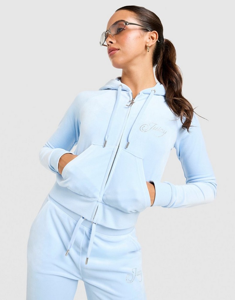 Bluza damska JUICY COUTURE BLUZA ROZPINANA Z KAPTUREM SCRIPT VL JCJDW451134 Niebieski