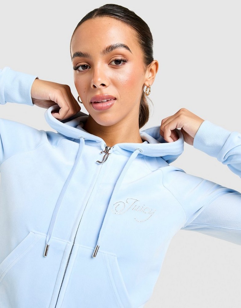 Bluza damska JUICY COUTURE BLUZA ROZPINANA Z KAPTUREM SCRIPT VL JCJDW451134 Niebieski