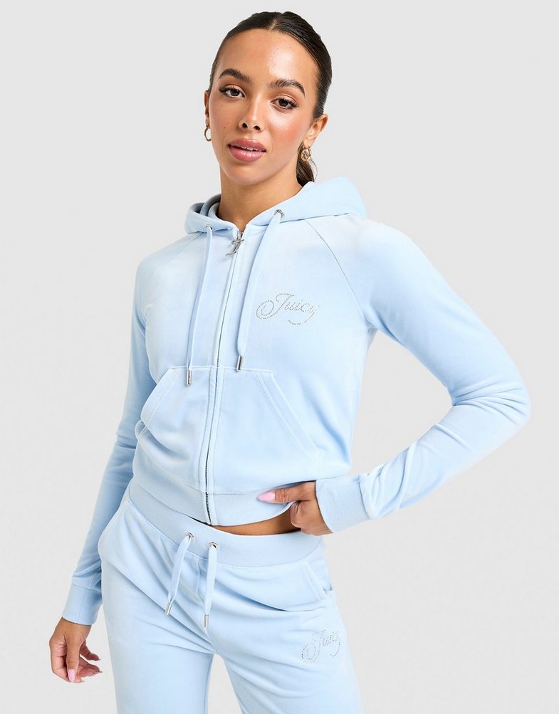 Bluza damska JUICY COUTURE BLUZA ROZPINANA Z KAPTUREM SCRIPT VL JCJDW451134 Niebieski