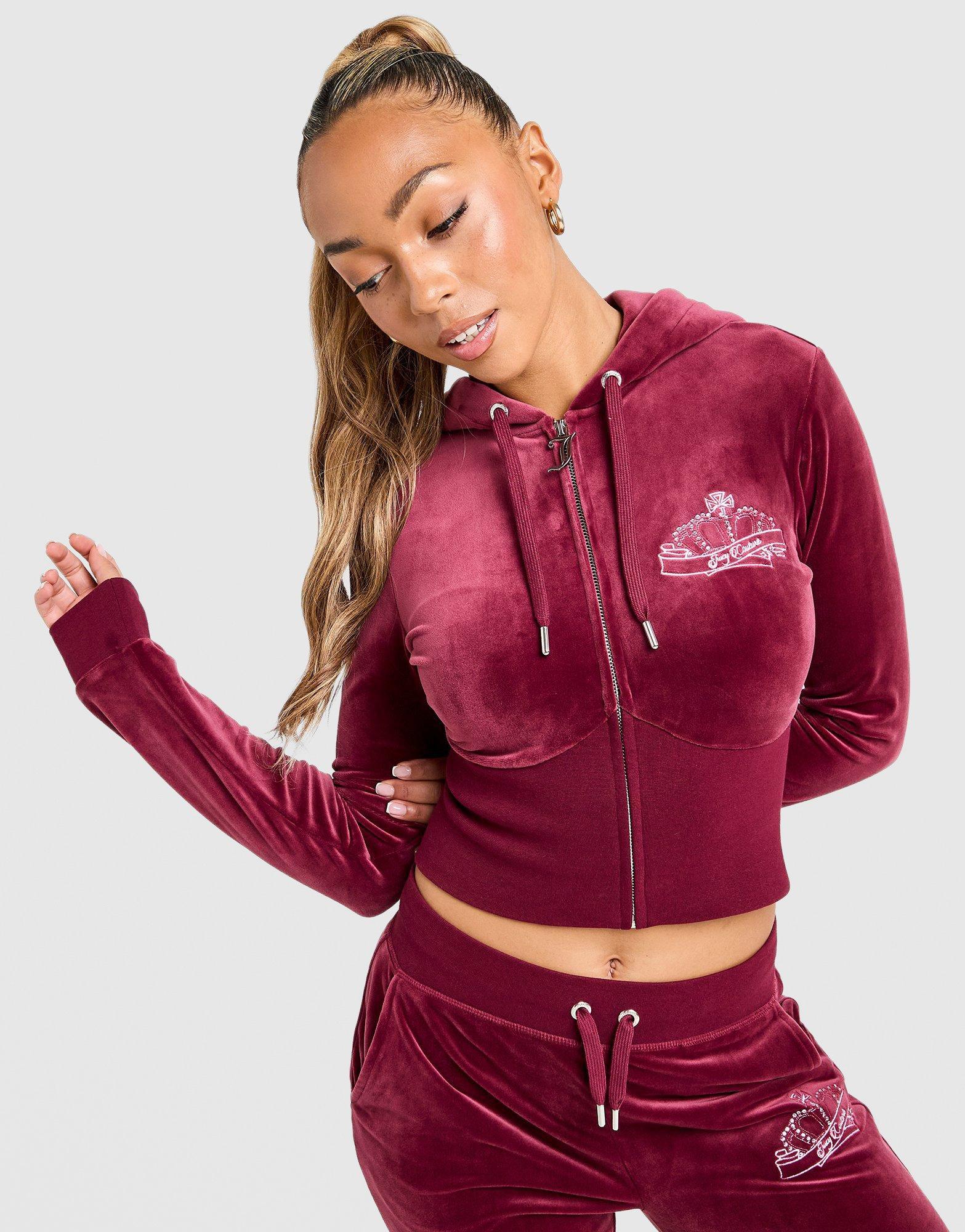 Ženski gornji dio trenirke JUICY COUTURE VESTA RASKOPČANA   S KAPULJAČOM CROWN VLR JCJDW414485 bordo