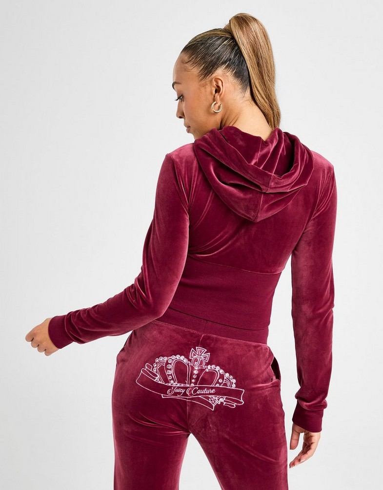 Ženski gornji dio trenirke JUICY COUTURE VESTA RASKOPČANA   S KAPULJAČOM CROWN VLR JCJDW414485 bordo