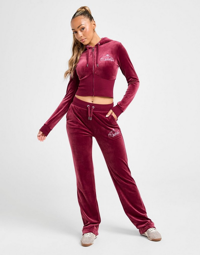Pantaloni pentru femei JUICY COUTURE PANTALONI  CROWN VLR PANT D'RED JCJDW415485 Bordo
