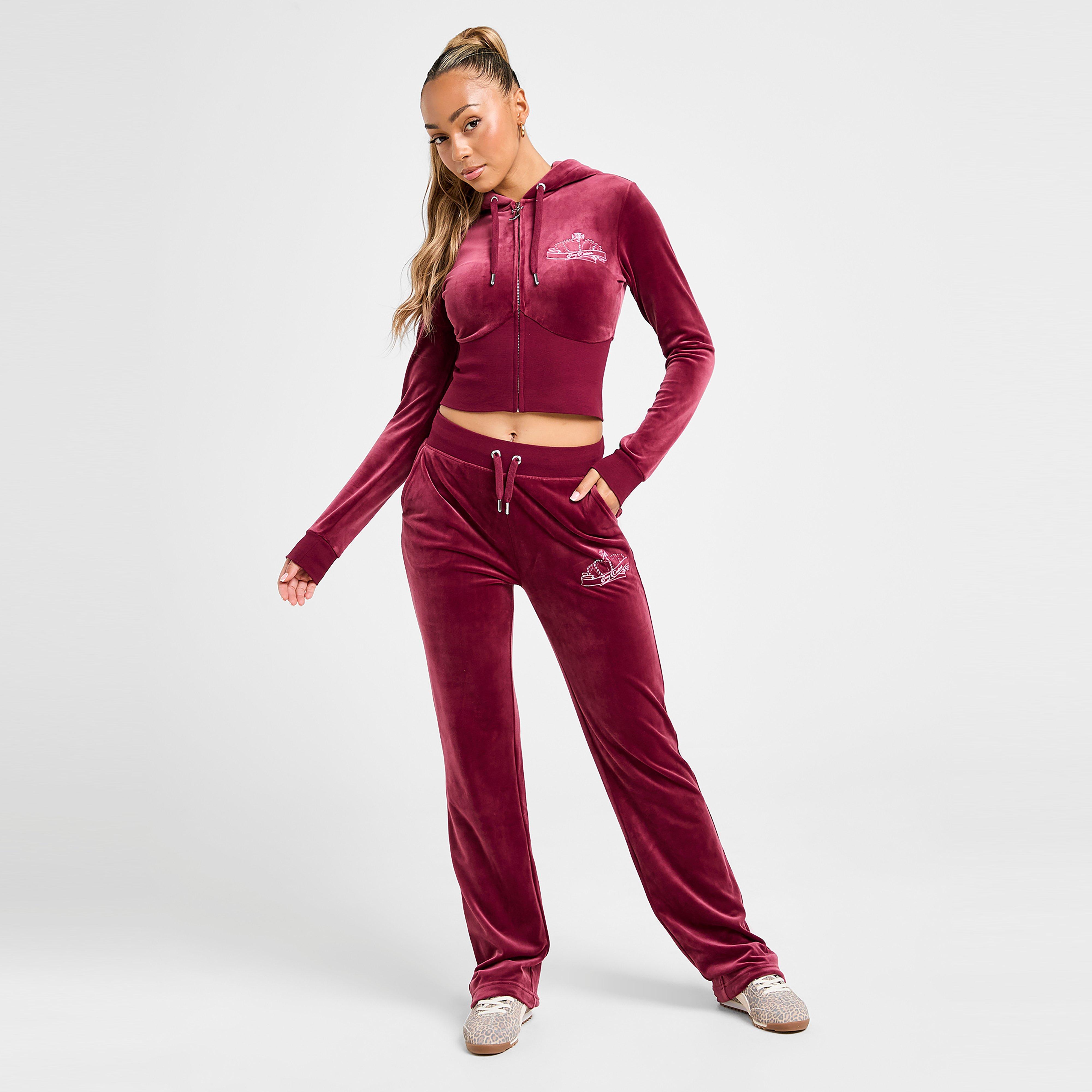 Dámske nohavice JUICY COUTURE NOHAVICE  CROWN VLR PANT D'RED