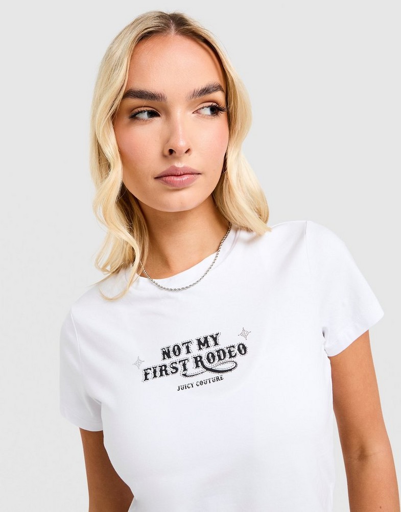 Dámské tričko JUICY COUTURE TRIČKO RODEO DMNT BABY T WHT JCJDW427117 Bílá