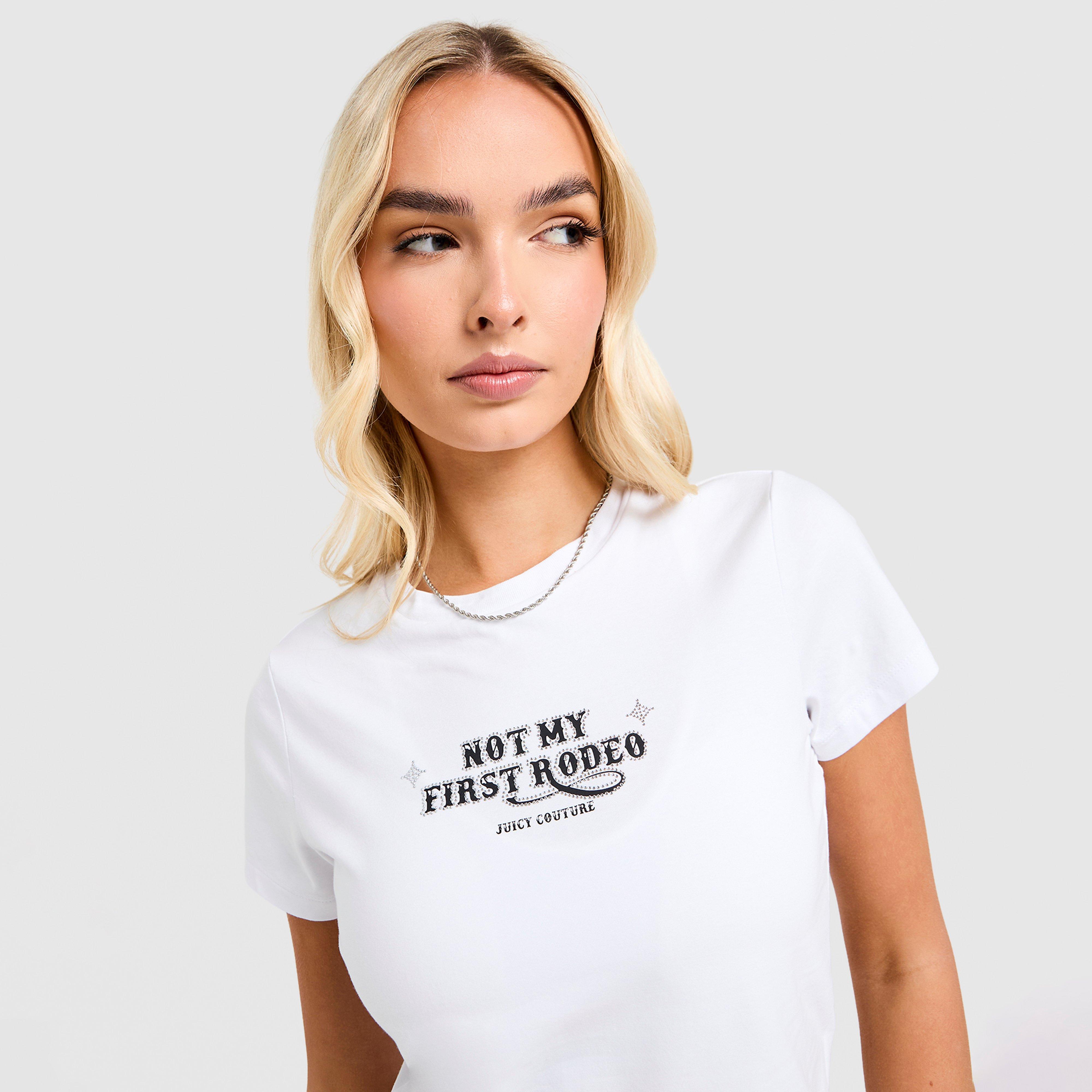 Koszulka, t-shirt damski JUICY COUTURE T-SHIRT RODEO DMNT BABY T WHT