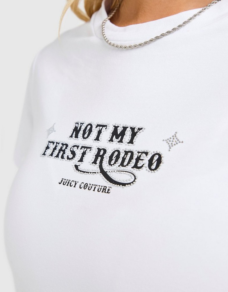 Dámské tričko JUICY COUTURE TRIČKO RODEO DMNT BABY T WHT JCJDW427117 Bílá
