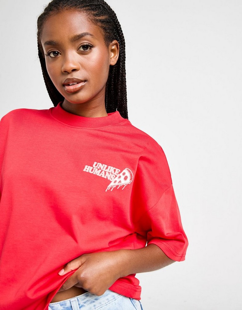 Koszulka, t-shirt damski UNLIKE HUMANS T-SHIRT PIZZA TSHT ULHTW10289330 Czerwony