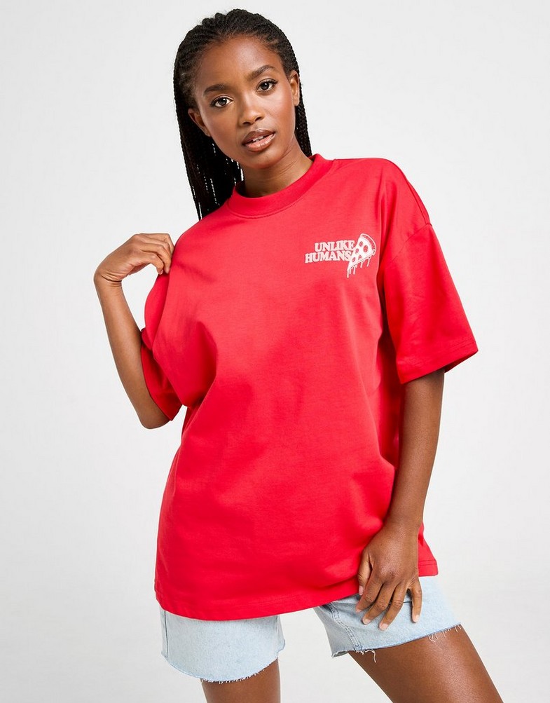 Koszulka, t-shirt damski UNLIKE HUMANS T-SHIRT PIZZA TSHT ULHTW10289330 Czerwony