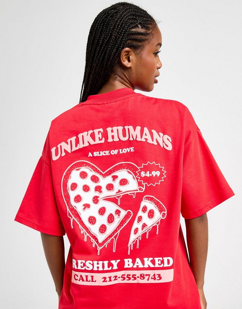 Koszulka, t-shirt damski UNLIKE HUMANS T-SHIRT PIZZA TSHT ULHTW10289330 Czerwony
