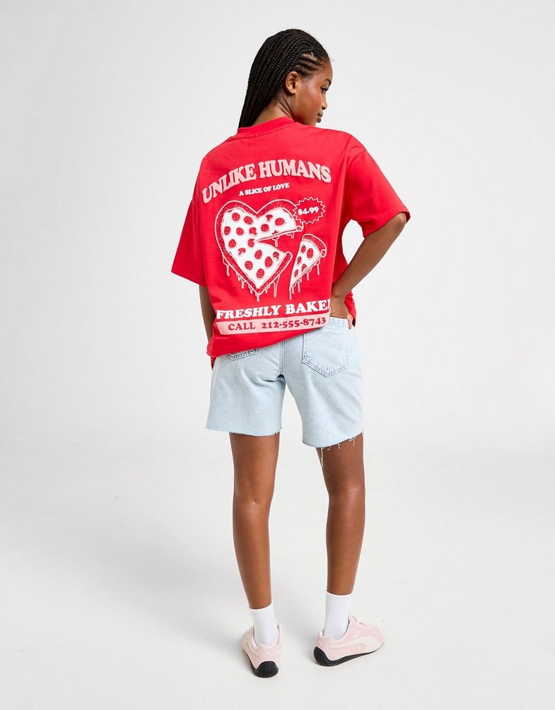 Koszulka, t-shirt damski UNLIKE HUMANS T-SHIRT PIZZA TSHT ULHTW10289330 Czerwony