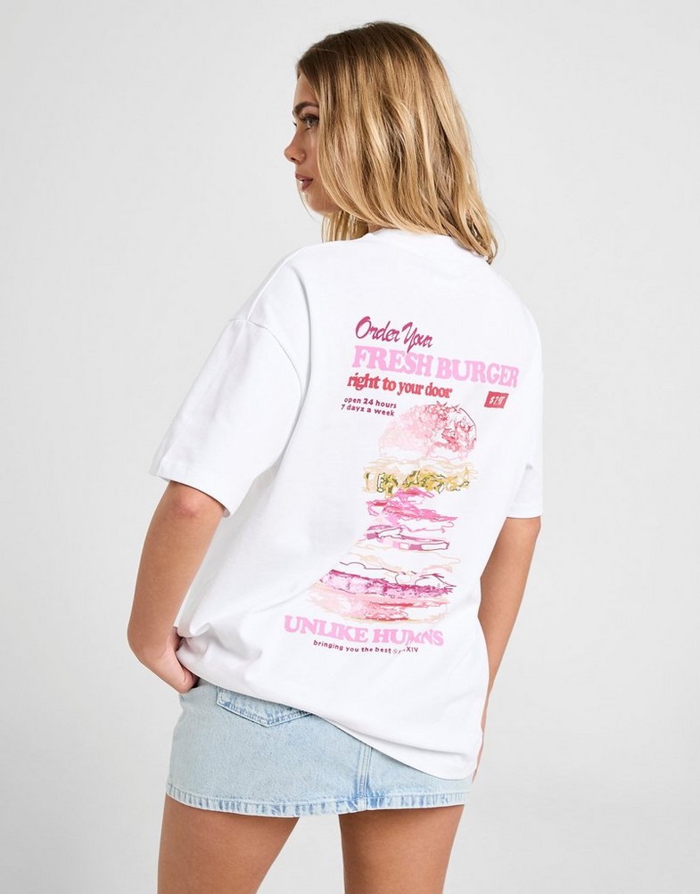 Koszulka, t-shirt damski UNLIKE HUMANS T-SHIRT BURGER TSHT ULHTW10258010 Biały