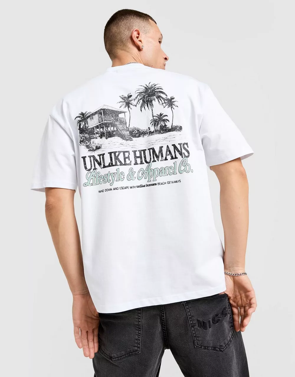 UNLIKE HUMANS ФУТБОЛКА SHACK TEE WHT-WHT, фото 1 з 5