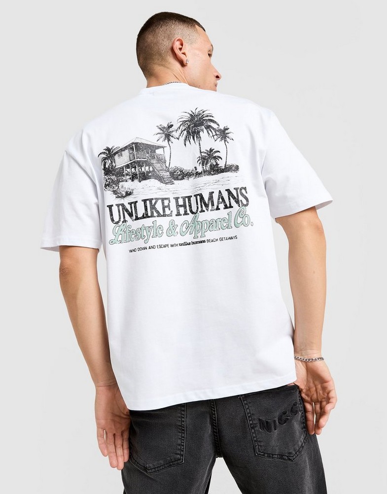 Tricou pentru bărbați UNLIKE HUMANS TRICOU SHACK TEE WHT-WHT ULHTM10316010 Alb
