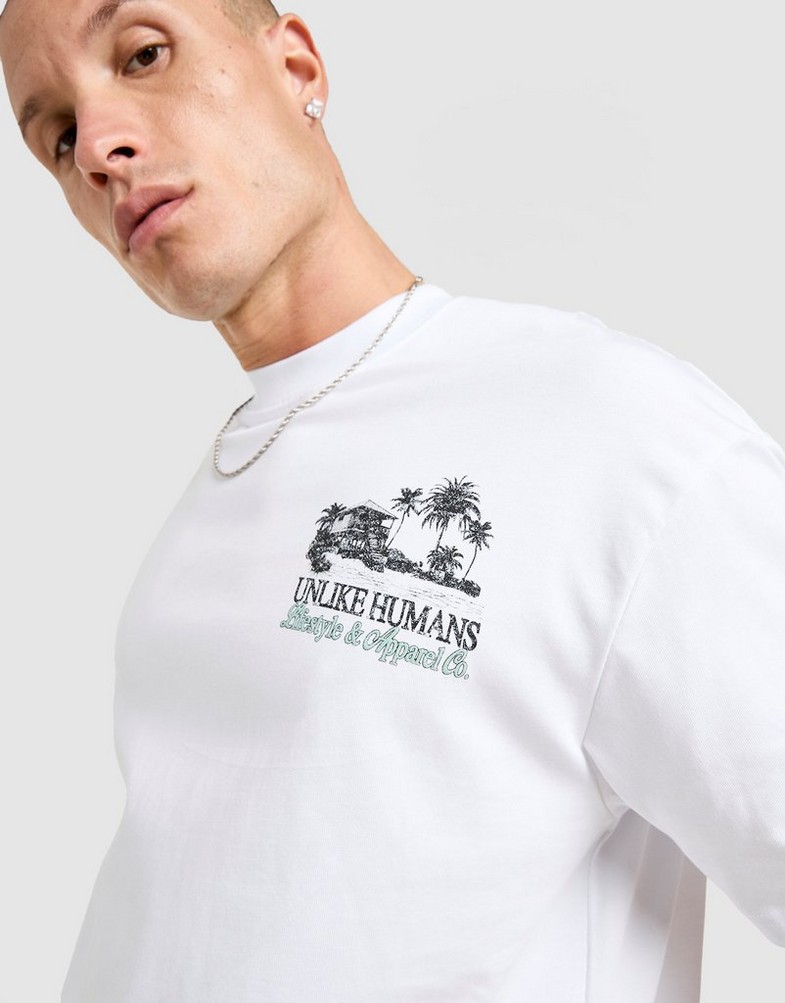 Tricou pentru bărbați UNLIKE HUMANS TRICOU SHACK TEE WHT-WHT ULHTM10316010 Alb