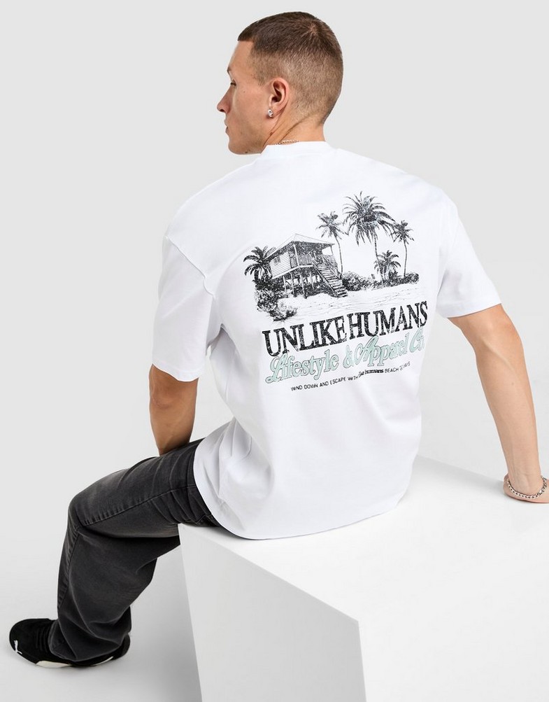 Tricou pentru bărbați UNLIKE HUMANS TRICOU SHACK TEE WHT-WHT ULHTM10316010 Alb