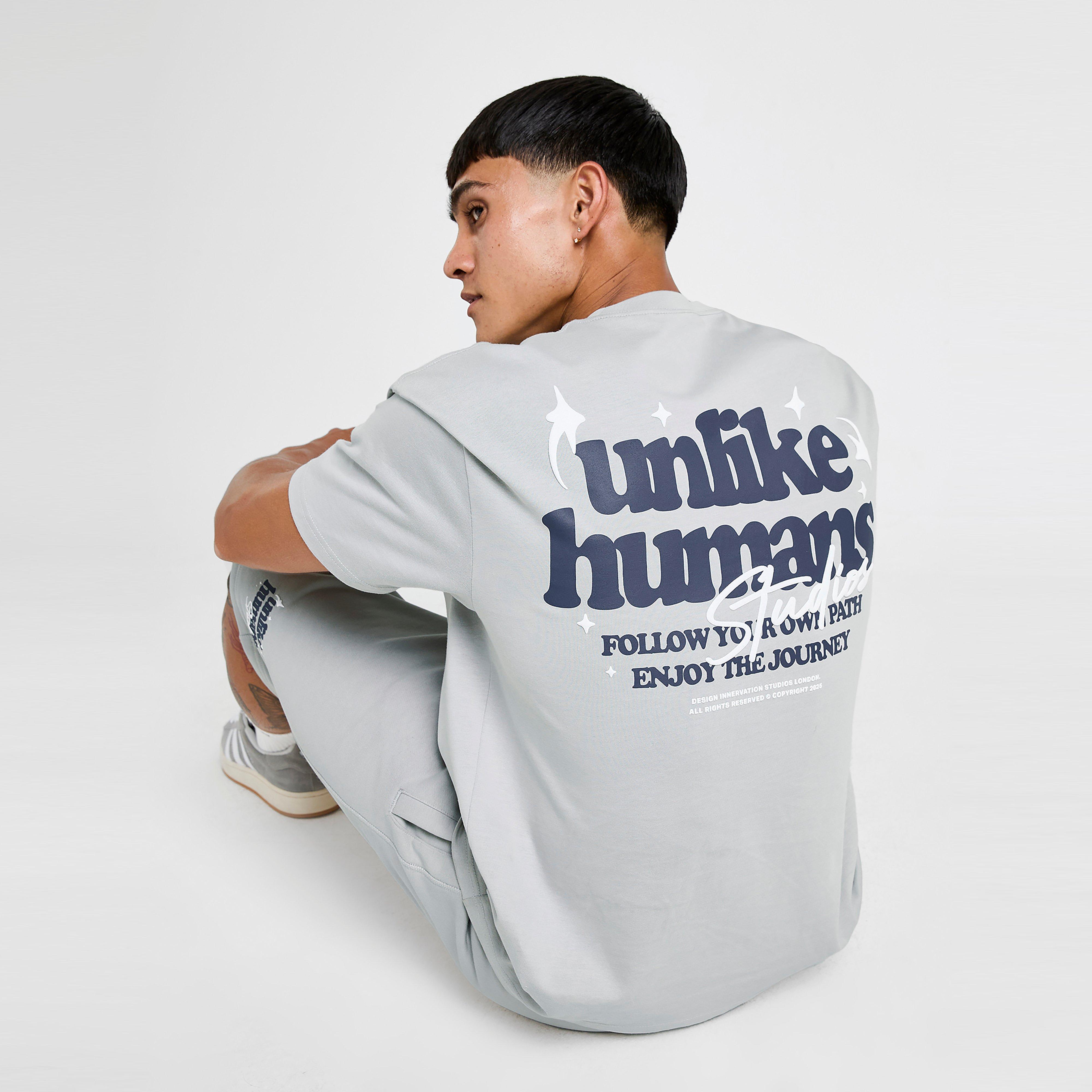 Férfi póló UNLIKE HUMANS PÓLÓ CRAFTED TEE GRY-HIR