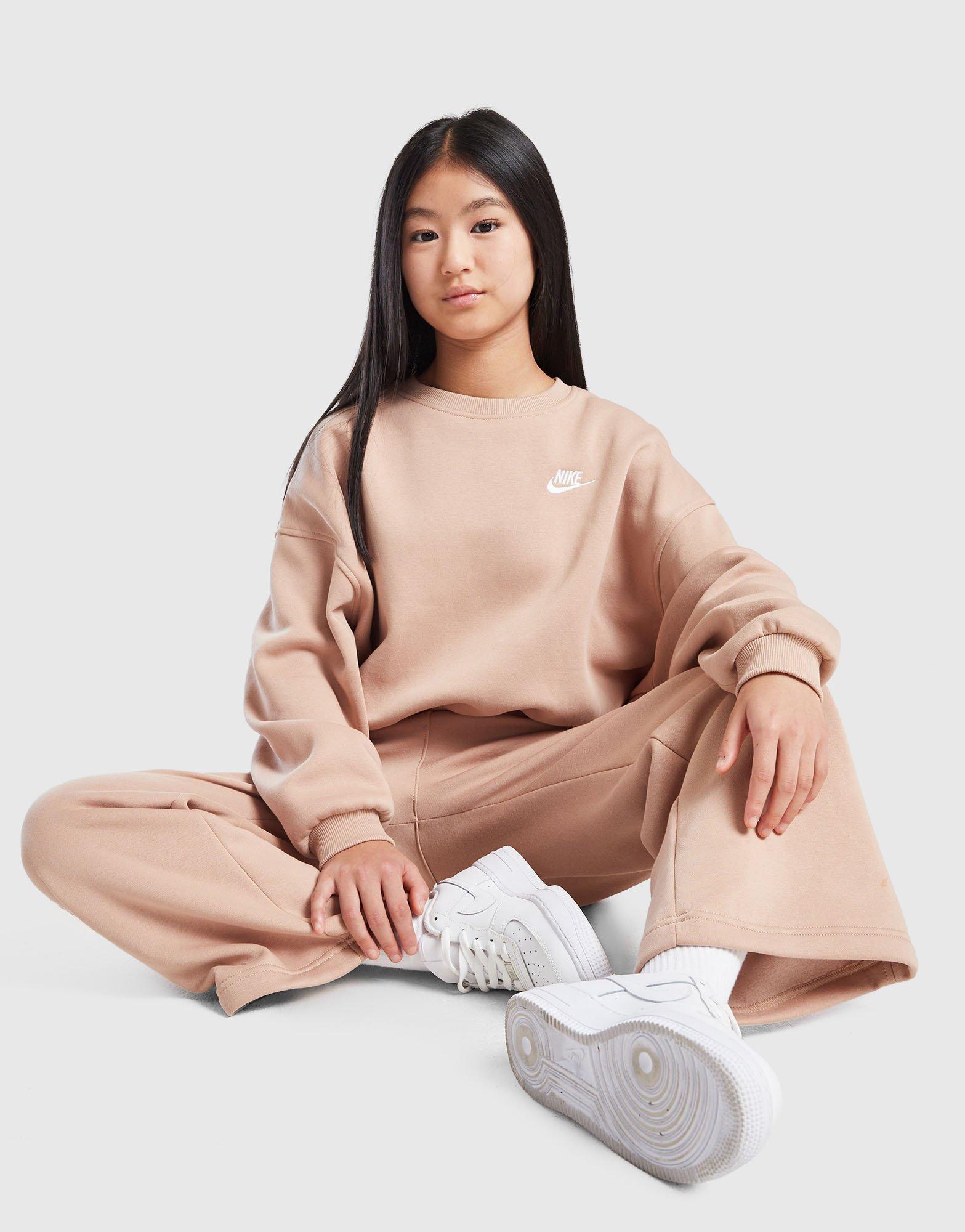 Dječji gornji dio trenirke NIKE VESTA G NSW CLUB FLC BXY CRW LBR FZ9244-200 smeđa