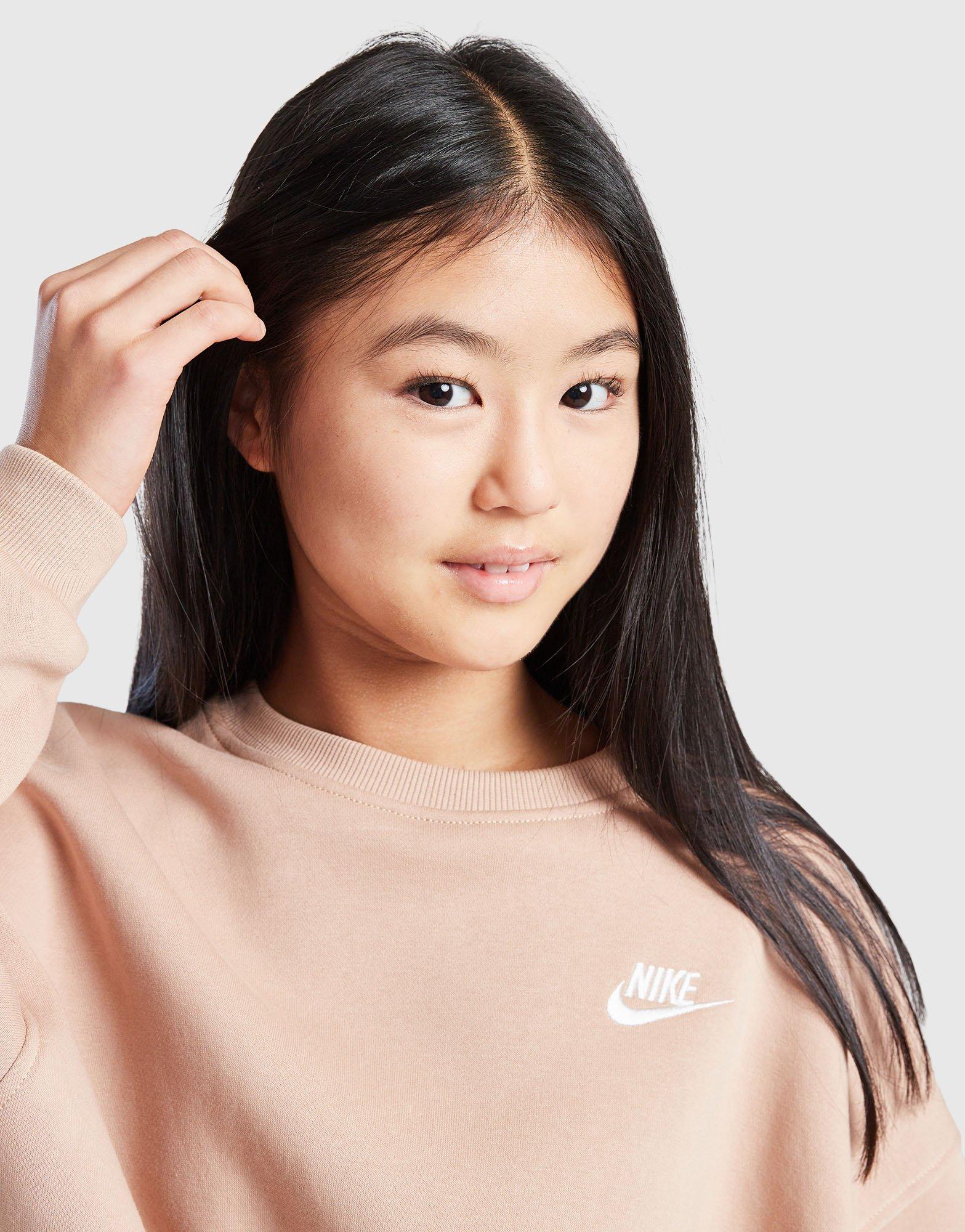 Dječji gornji dio trenirke NIKE VESTA G NSW CLUB FLC BXY CRW LBR FZ9244-200 smeđa