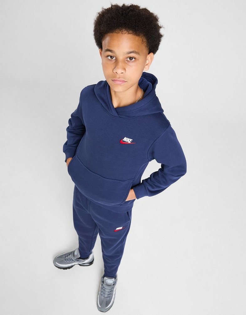 Detská mikina NIKE MIKINA S KAPUCŇOU K NSW CLUB FLC HDY LBR FD3000-412 Tmavomodrá