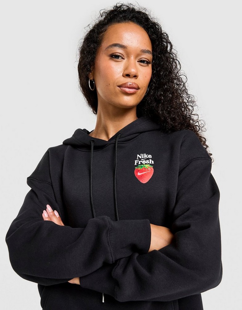Дамска блуза NIKE СУИТЧЪР С КАЧУЛКА W NSW FRT OS PO STWBRY HD IQ3345-010 Черен