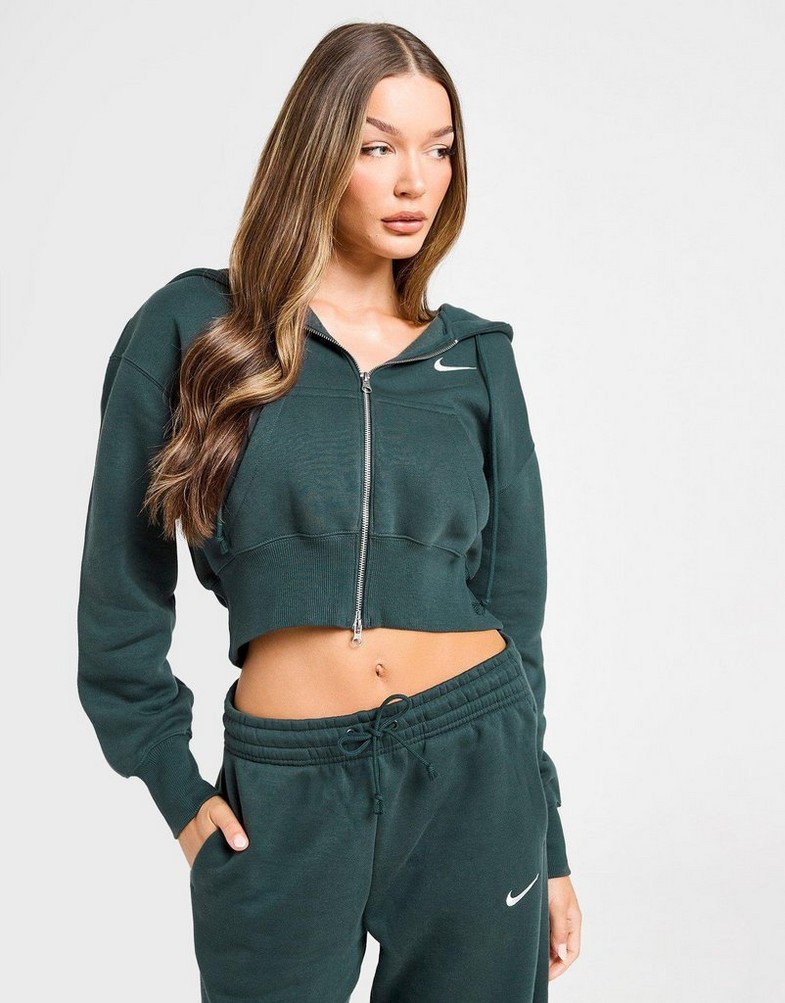 Bluză pentru femei NIKE BLUZĂ CU GLUGĂ W NSW PHNX FLC CRP HV2426-390 Verde