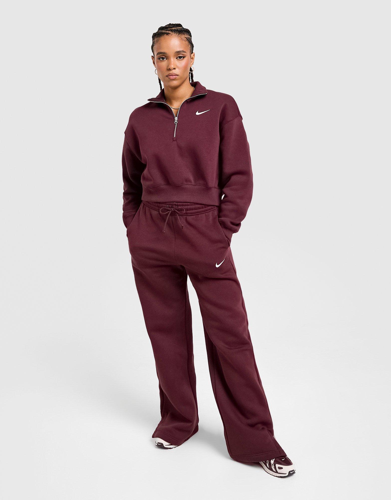 Pantaloni pentru femei NIKE PANTALONI  W NSW PHNX FLC HR PANT WIDE 2 IH1011-652 Bordo