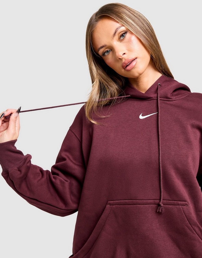 Bluză pentru femei NIKE BLUZĂ CU GLUGĂ W NSW PHNX FLC OS PO HOODIE DQ5860-652 Bordo
