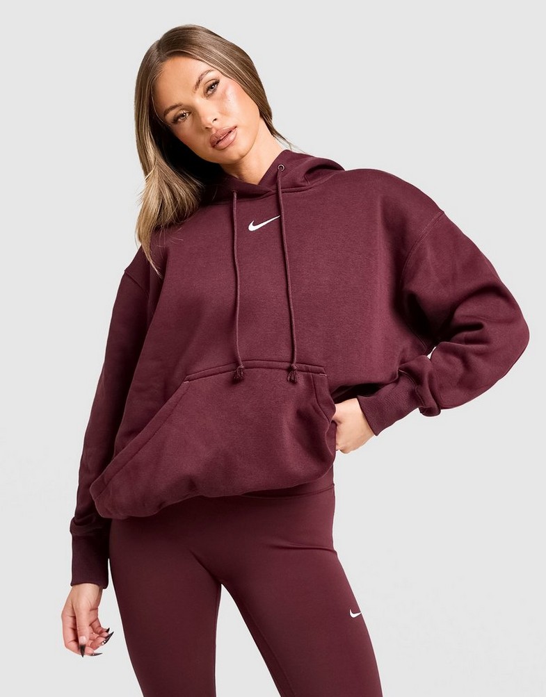 Bluză pentru femei NIKE BLUZĂ CU GLUGĂ W NSW PHNX FLC OS PO HOODIE DQ5860-652 Bordo