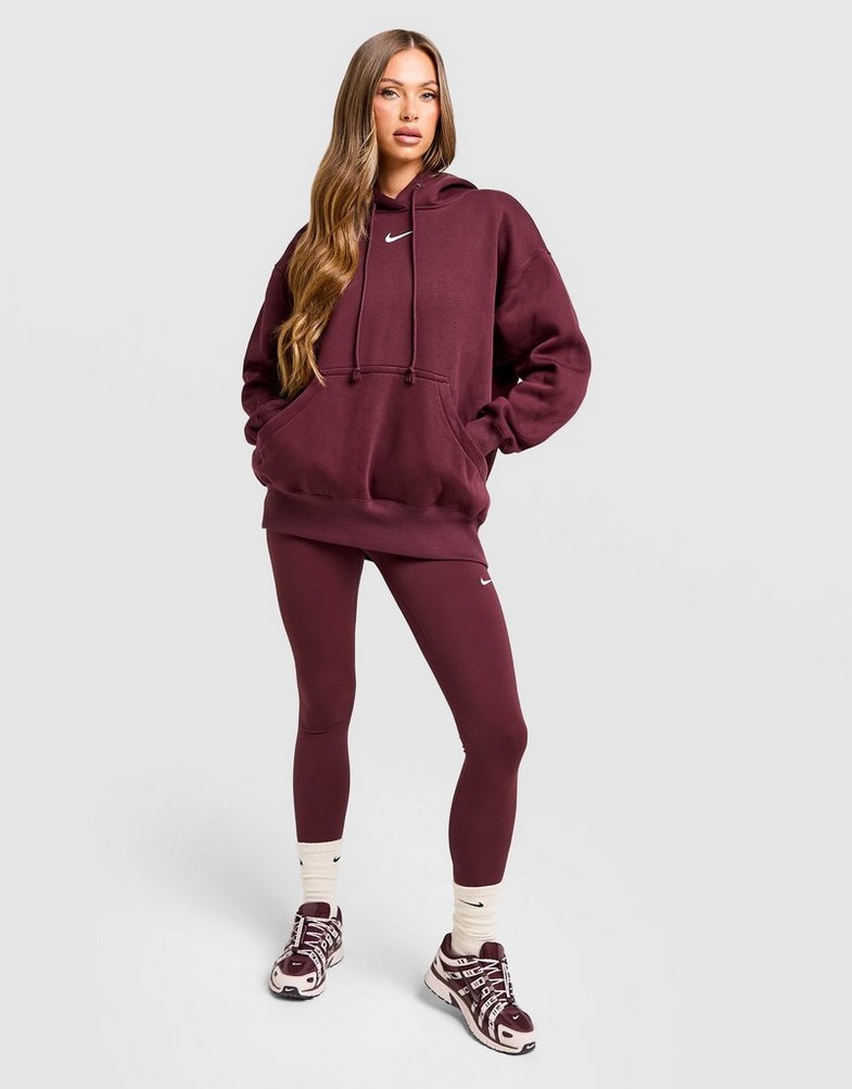 Bluză pentru femei NIKE BLUZĂ CU GLUGĂ W NSW PHNX FLC OS PO HOODIE DQ5860-652 Bordo