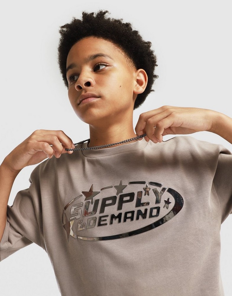 Koszulka, t-shirt dziecięcy SUPPLY&DEMAND T-SHIRT OVAL TEE SUPTJB17827866 Brązowy