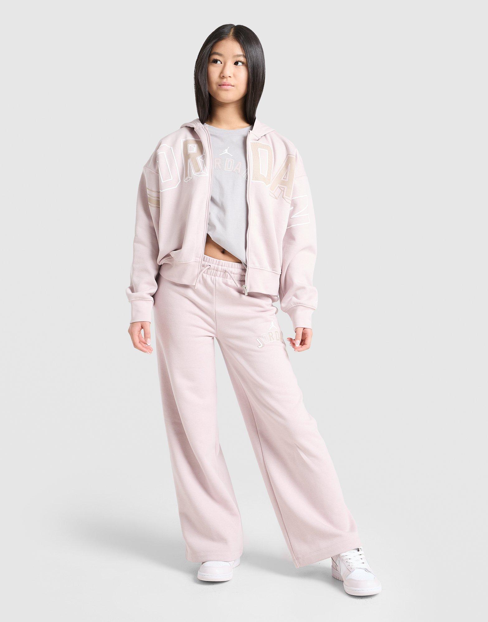 Dječji gornji dio trenirke JORDAN VESTA S KAPULJAČOM JORDAN AJ LETTERMAN FZ 45F692-A4Z ružičasta