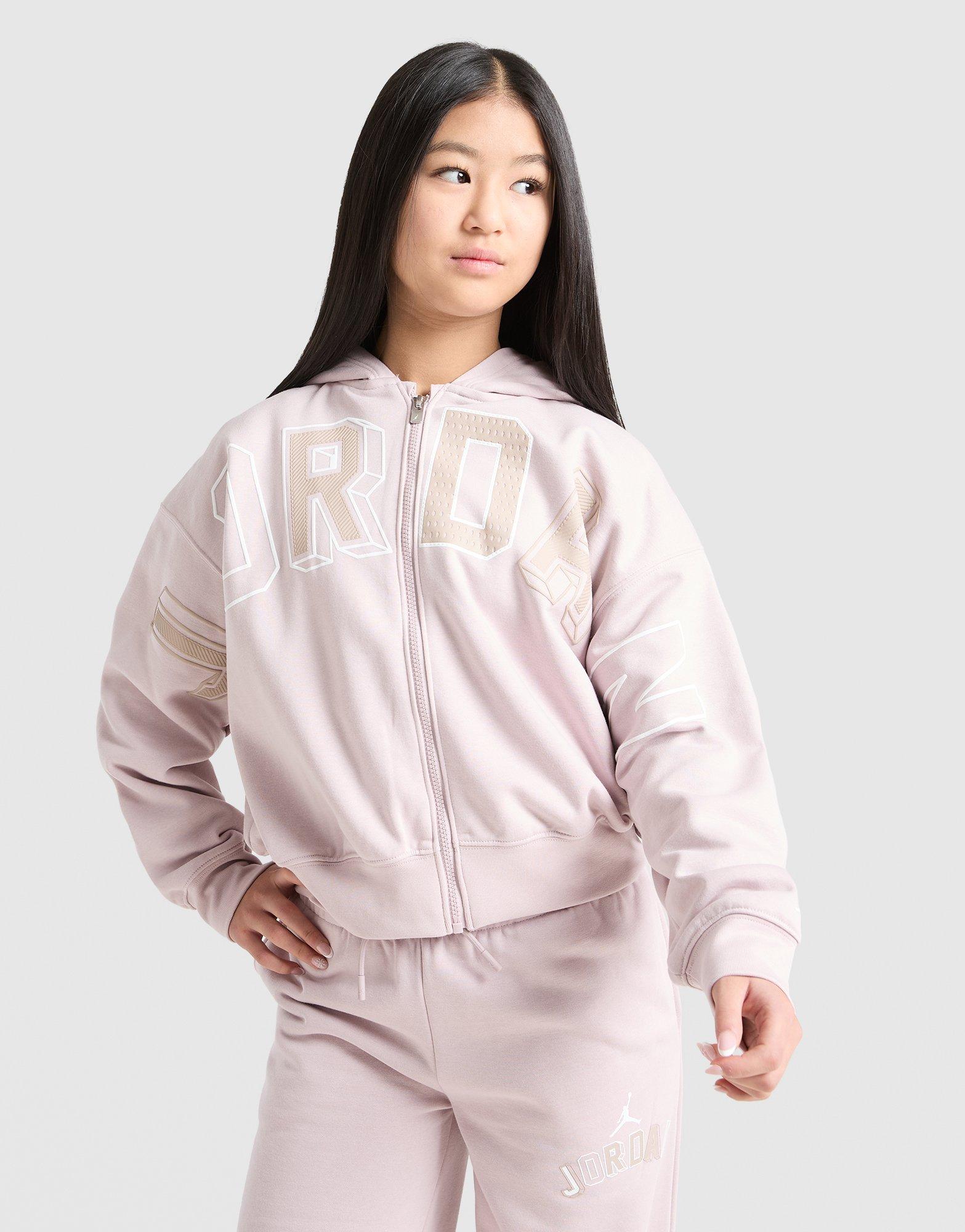 Dječji gornji dio trenirke JORDAN VESTA S KAPULJAČOM JORDAN AJ LETTERMAN FZ 45F692-A4Z ružičasta