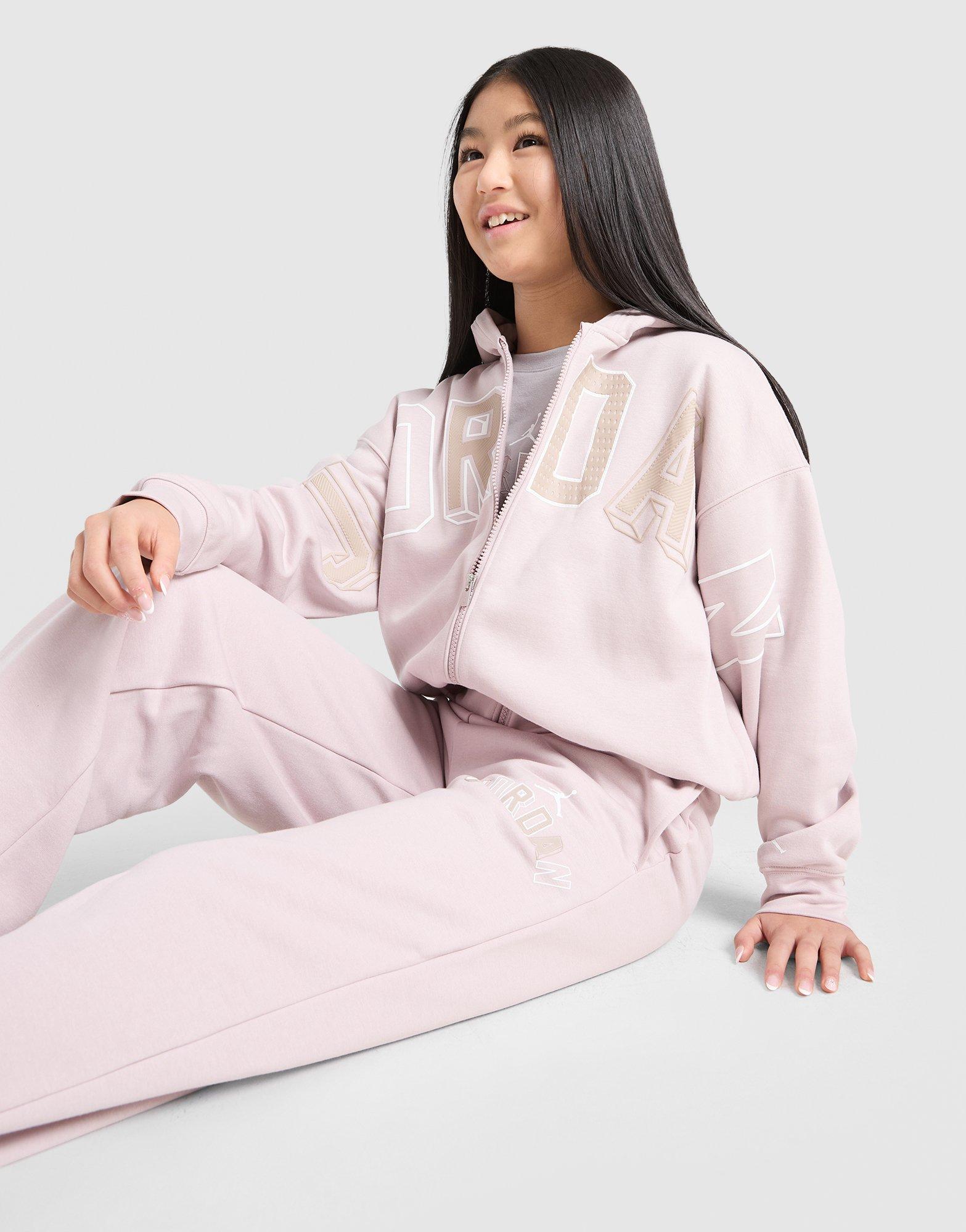 Dječji gornji dio trenirke JORDAN VESTA S KAPULJAČOM JORDAN AJ LETTERMAN FZ 45F692-A4Z ružičasta