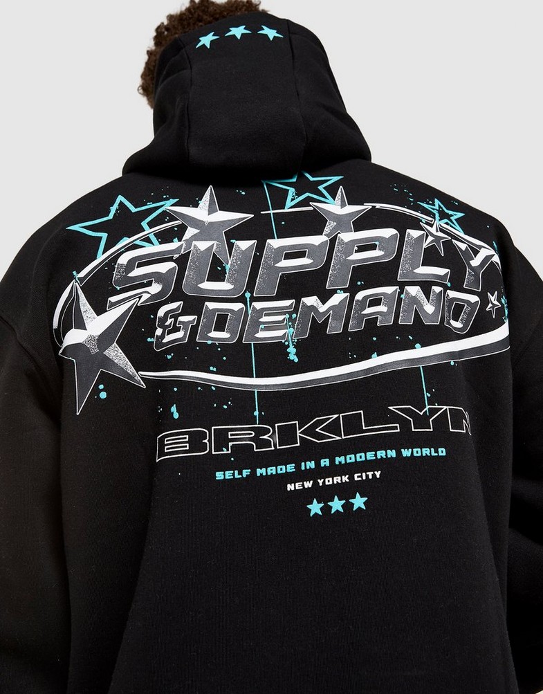 Bluză pentru bărbați SUPPLY&DEMAND BLUZĂ CU GLUGĂ BROOKLYN HD BLK-BLK SUPTM18076007 Negru