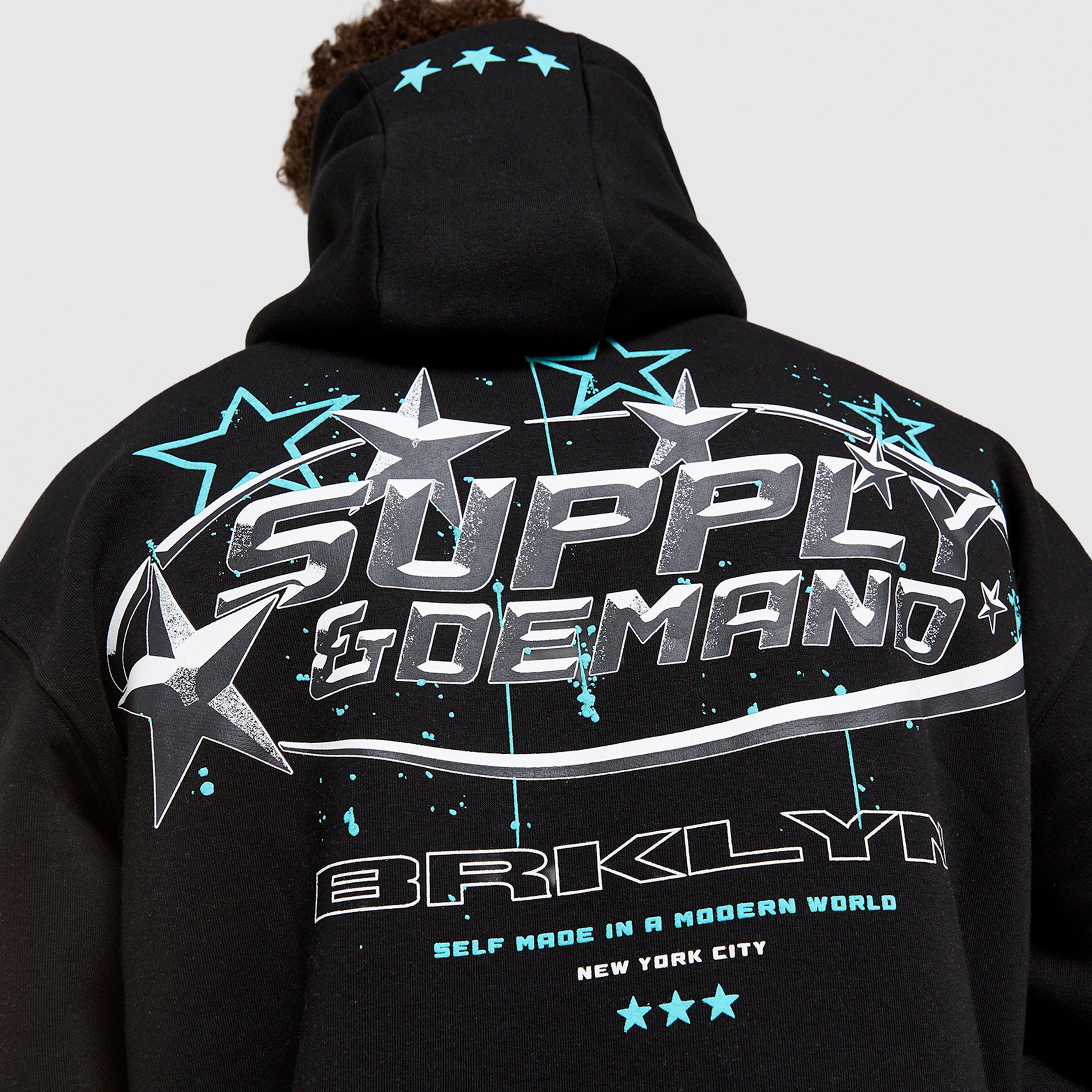 Férfi pulóverek SUPPLY&DEMAND PULÓVER KAPUCNIS BROOKLYN HD BLK-BLK