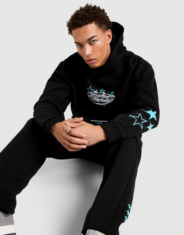 Bluză pentru bărbați SUPPLY&DEMAND BLUZĂ CU GLUGĂ BROOKLYN HD BLK-BLK SUPTM18076007 Negru