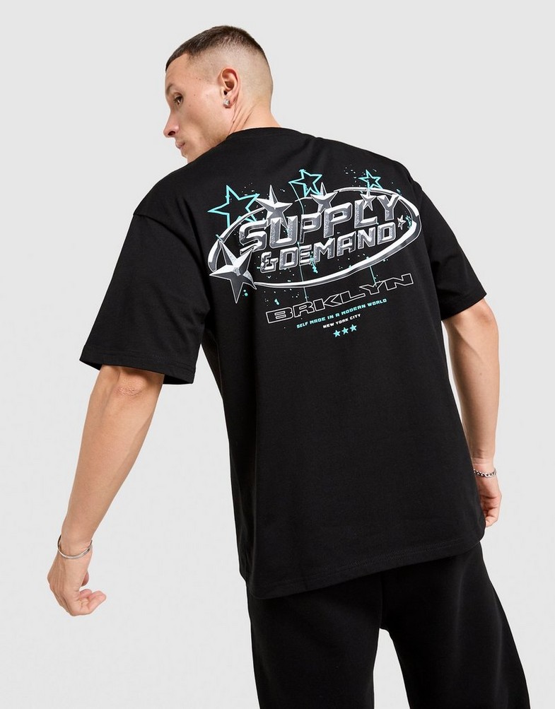 Férfi póló SUPPLY&DEMAND PÓLÓ BROOKLYN TEE BLK-BLK SUPTM18075007 Fekete
