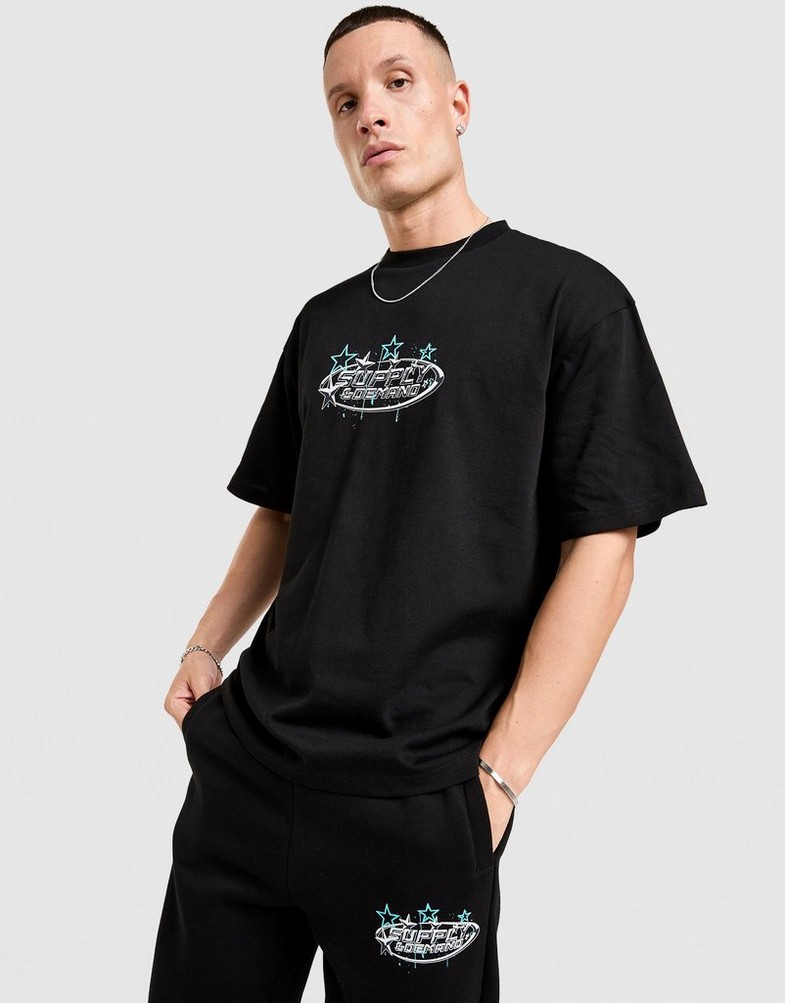 Férfi póló SUPPLY&DEMAND PÓLÓ BROOKLYN TEE BLK-BLK SUPTM18075007 Fekete