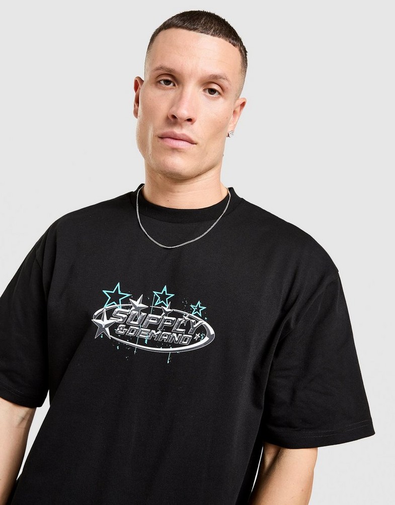 Férfi póló SUPPLY&DEMAND PÓLÓ BROOKLYN TEE BLK-BLK SUPTM18075007 Fekete