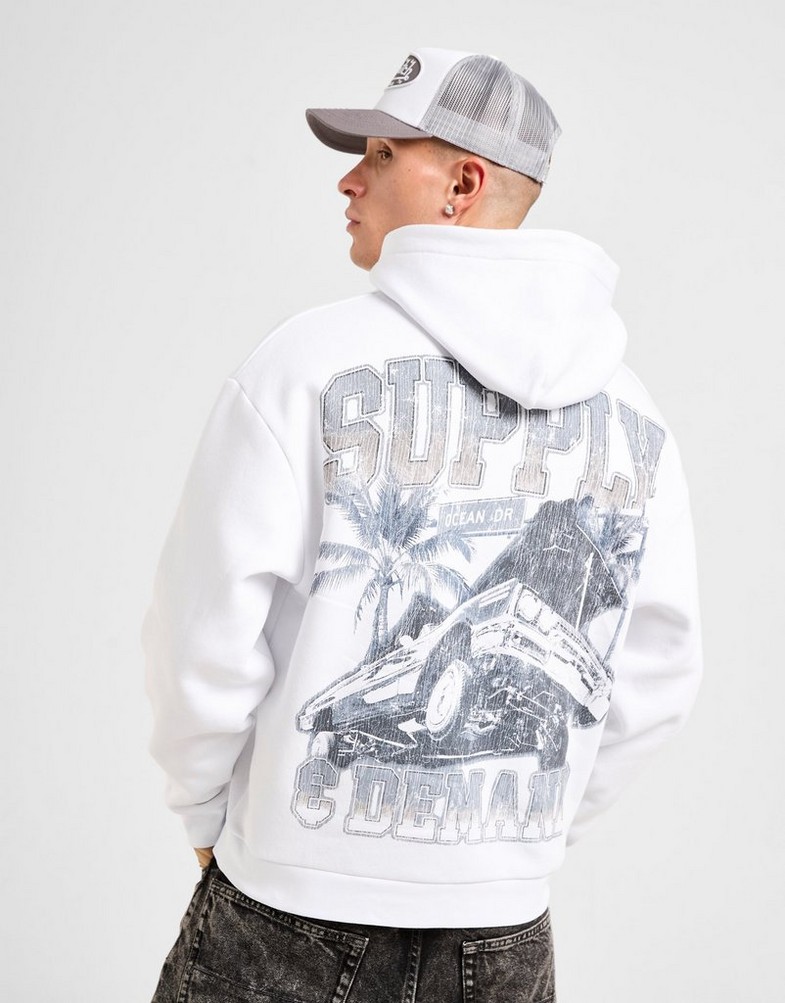 Pánska mikina SUPPLY&DEMAND MIKINA S KAPUCÍ OCEAN HD WHT-WHT SUPTM18236010 Bílá