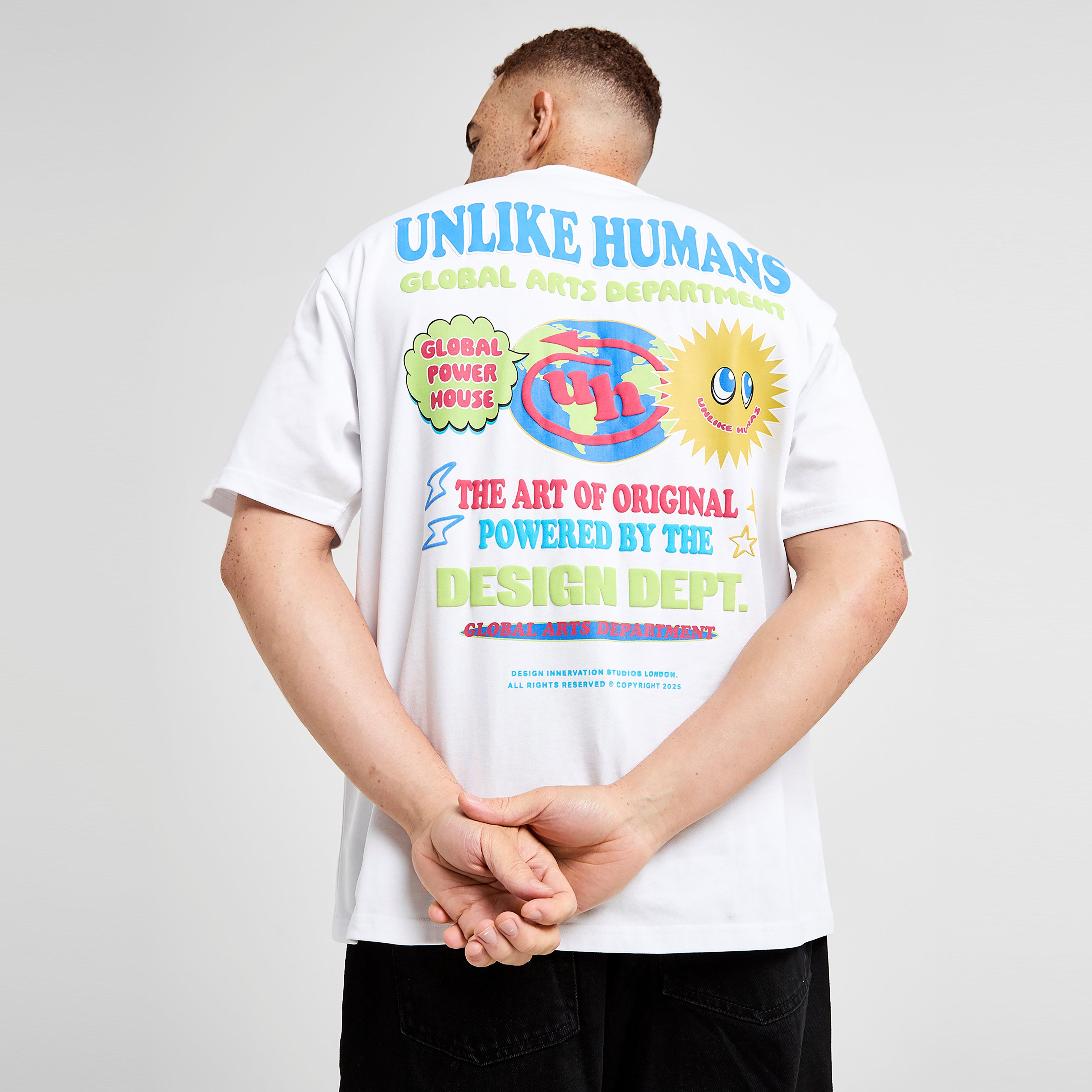 Férfi póló UNLIKE HUMANS PÓLÓ GLOBE DEPT TEE WHT-WHT