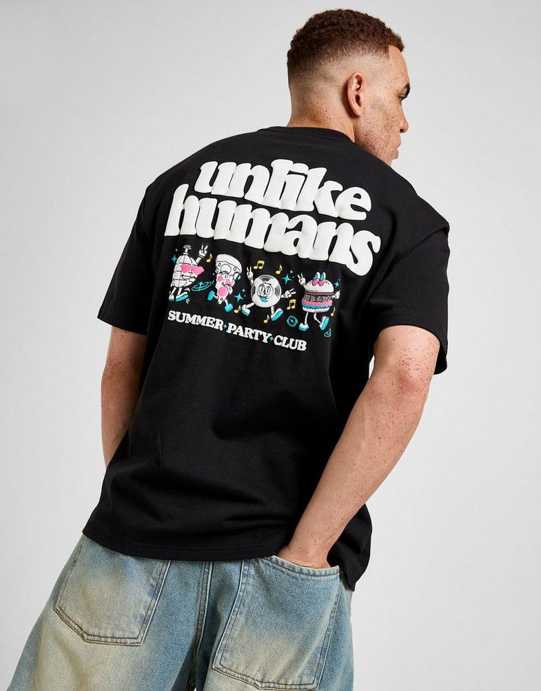Férfi póló UNLIKE HUMANS PÓLÓ PARTY CLUB TEE BLK-BLK ULHTM10408007 Fekete