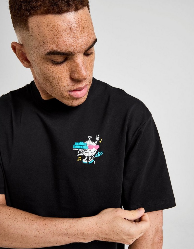 Férfi póló UNLIKE HUMANS PÓLÓ PARTY CLUB TEE BLK-BLK ULHTM10408007 Fekete